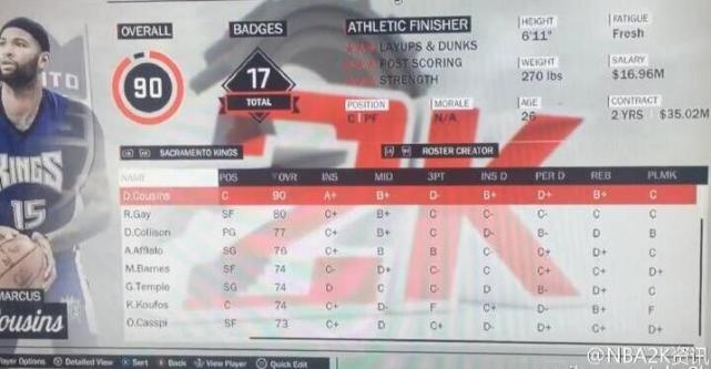 NBA2K17球员能力值分析_nba2k17球员倾向_欧文2K17能力值