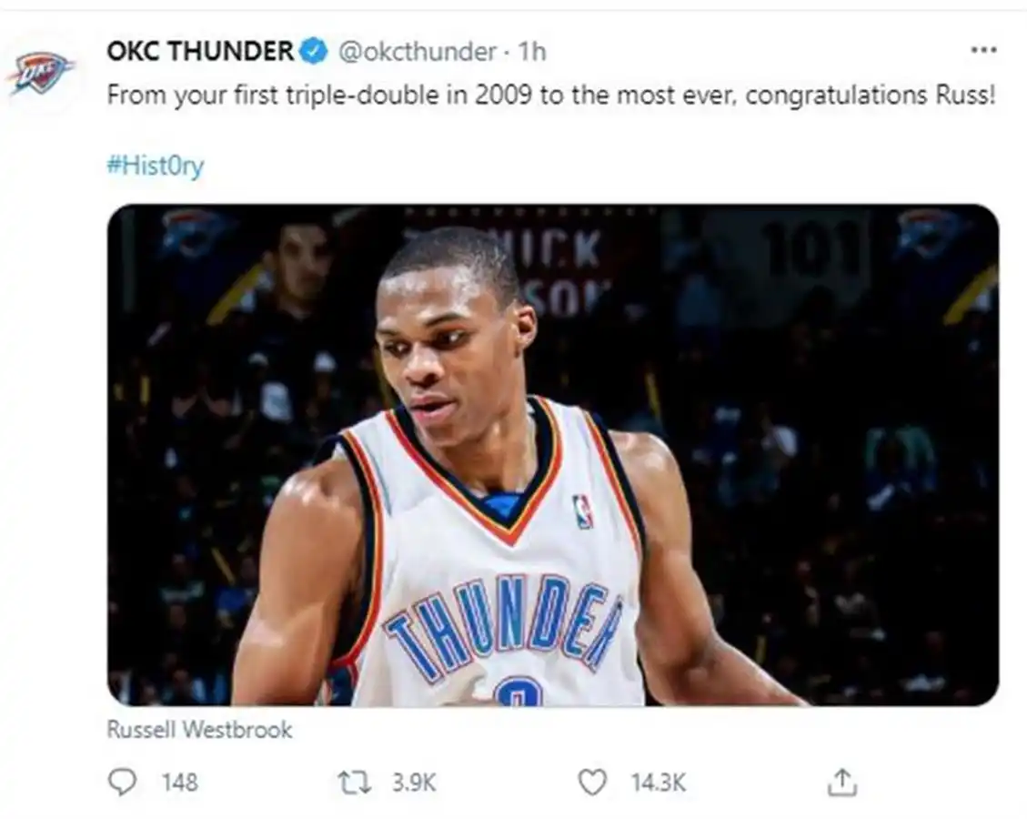 nba威少三双记录_NBA历史三双王威少_威斯布鲁克超越大O奥斯卡·罗伯特森