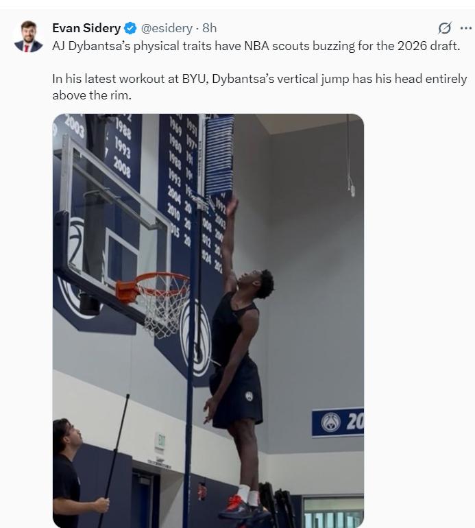 篮球运动员AJ-迪班萨 弹跳能力 2026年NBA选秀_nba弹跳最好的球员