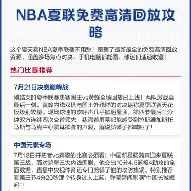 NBA夏联免费高清回放攻略多场焦点赛事及观赛指南请收藏