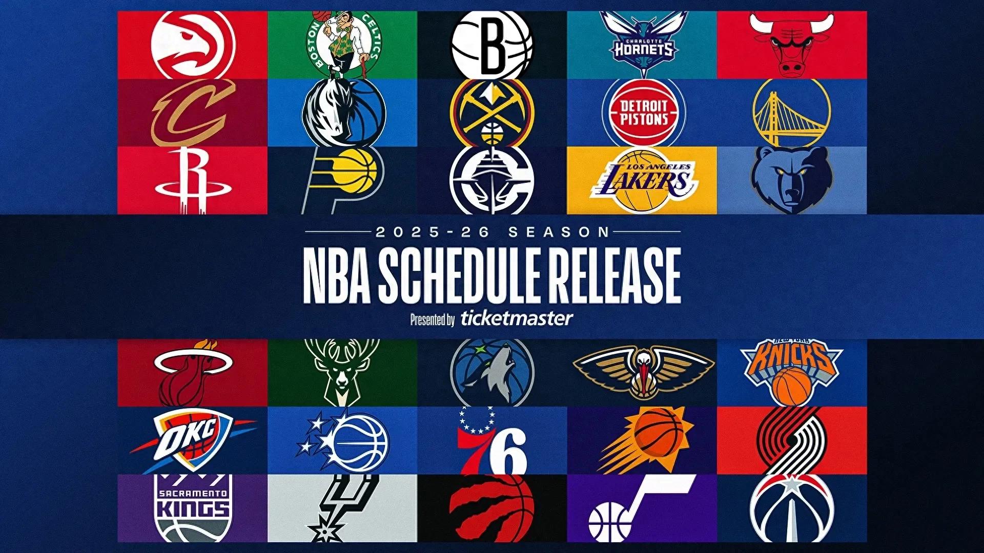 北京时间8月12日距2025-26赛季开幕70天NBA新赛季部分重磅赛程公布