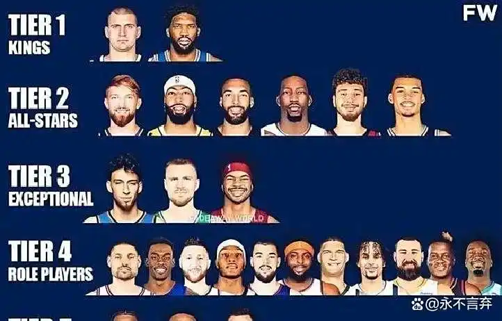 约基奇独占第一档_目前NBA中锋_NBA现役中锋分档榜单