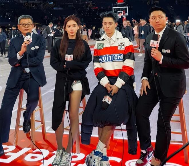 nba女主播美娜_美娜解说NBA比赛_篮球女主播美娜现场观战湖人队